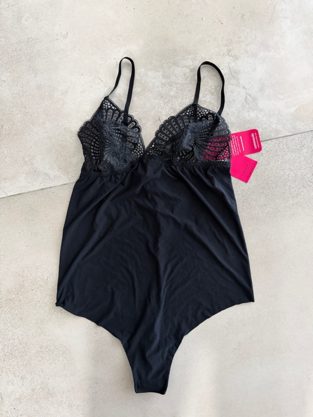 Commando Black Lace-Trim Bodysuit Chemise